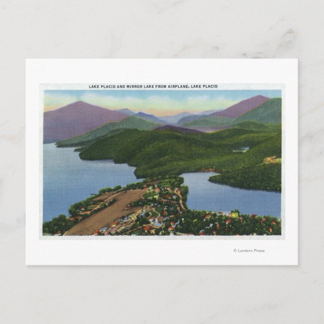 Carte Postale Vue aérienne des lacs Placid et miroir (Devant)