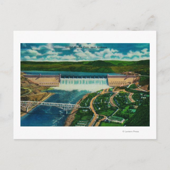 Carte Postale Vue aérienne du barrage de Grand Coulee (Devant)