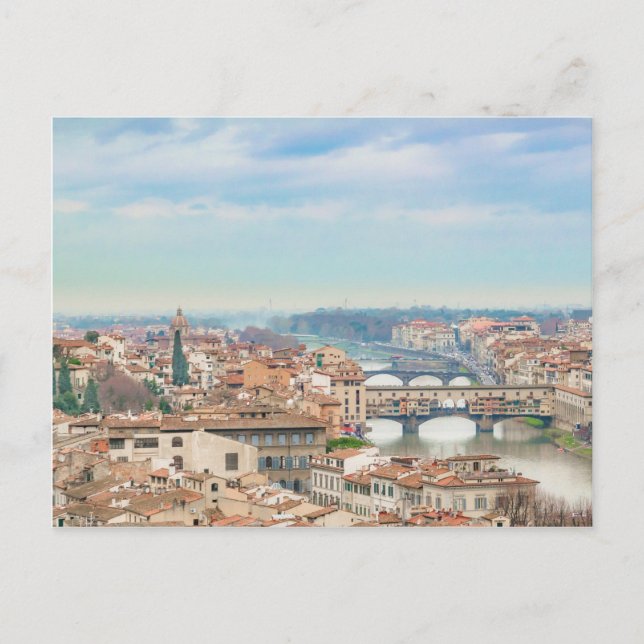 Carte Postale Vue aérienne du centre historique de Florence Ital (Devant)
