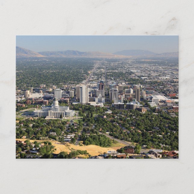 Carte Postale Vue aérienne du centre-ville de Salt Lake City, Ut (Devant)