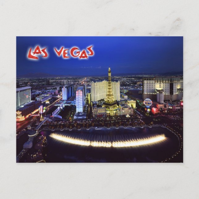 Carte Postale Vue aérienne du Las Vegas Strip la nuit (Devant)
