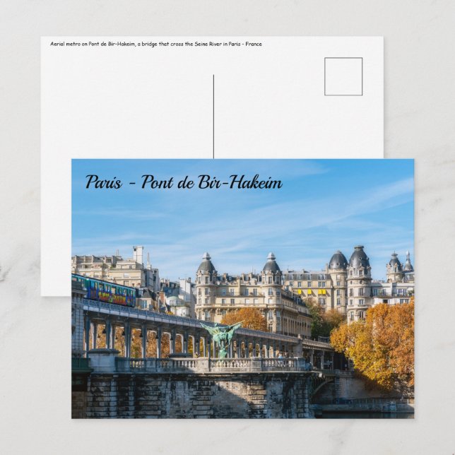 Carte Postale Vue aérienne du métro sur le Pont de Bir-Hakeim -  (Devant / Derrière)