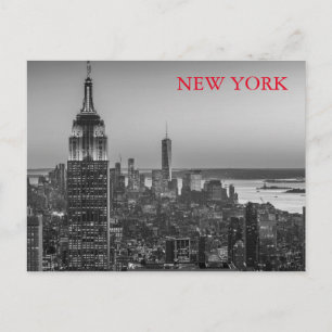 Carte Postale Vue aérienne en noir et blanc de New York City Nig