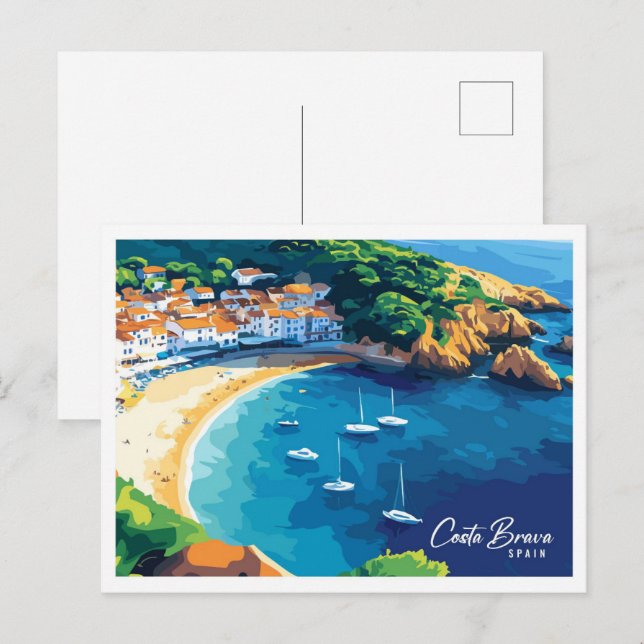 Carte Postale Vue aérienne Rose Costa Brava Espagne Voyage (Devant / Derrière)