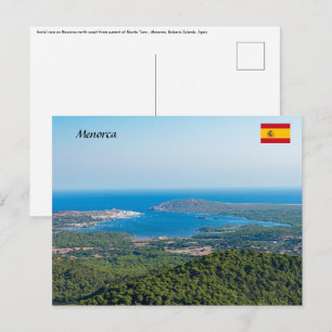Carte Postale Vue aérienne sur Minorque depuis le sommet du Mont