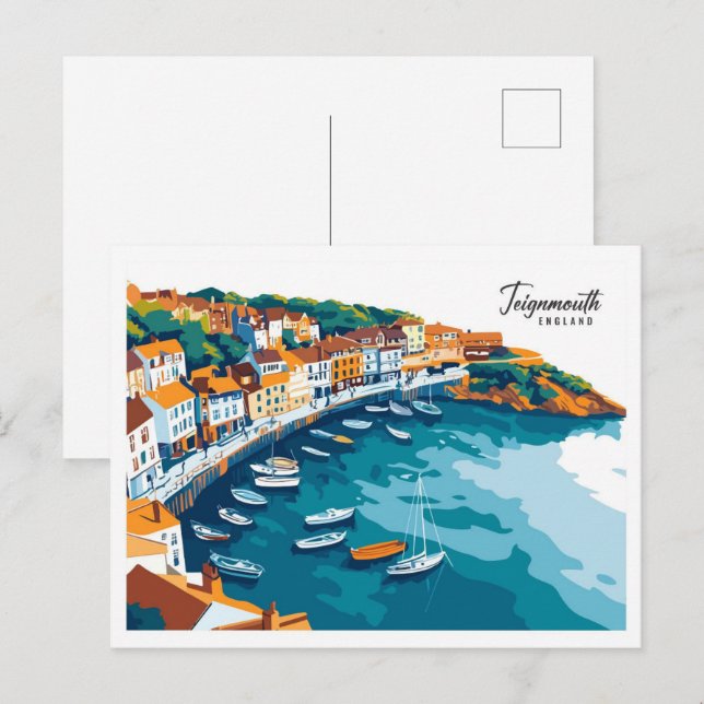Carte Postale Vue aérienne Teignmouth Angleterre Voyage (Devant / Derrière)