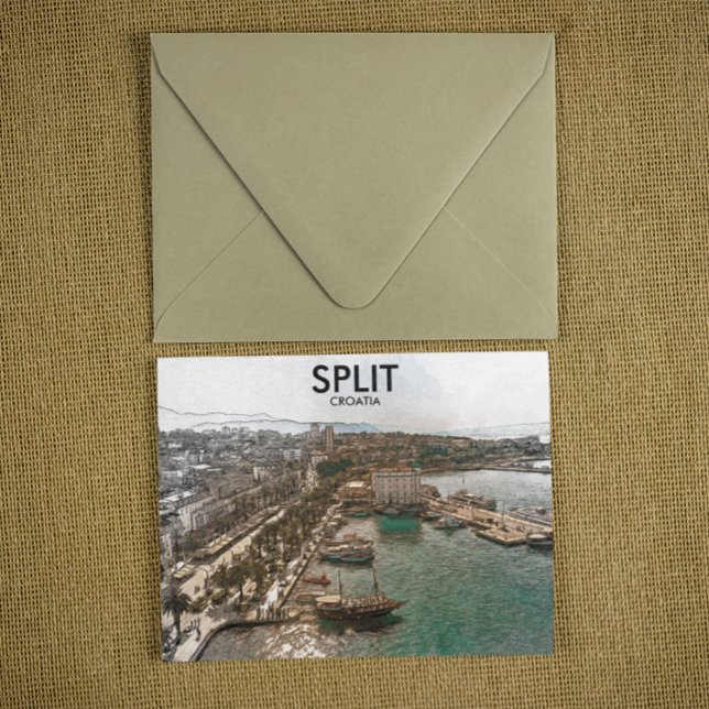 Carte Postale Vue côtière de la Croatie fractionnée (split croatia coastal view postcard)