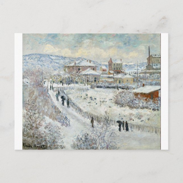 Carte Postale Vue d'Argenteuil dans la neige par Claude Monet (Devant)