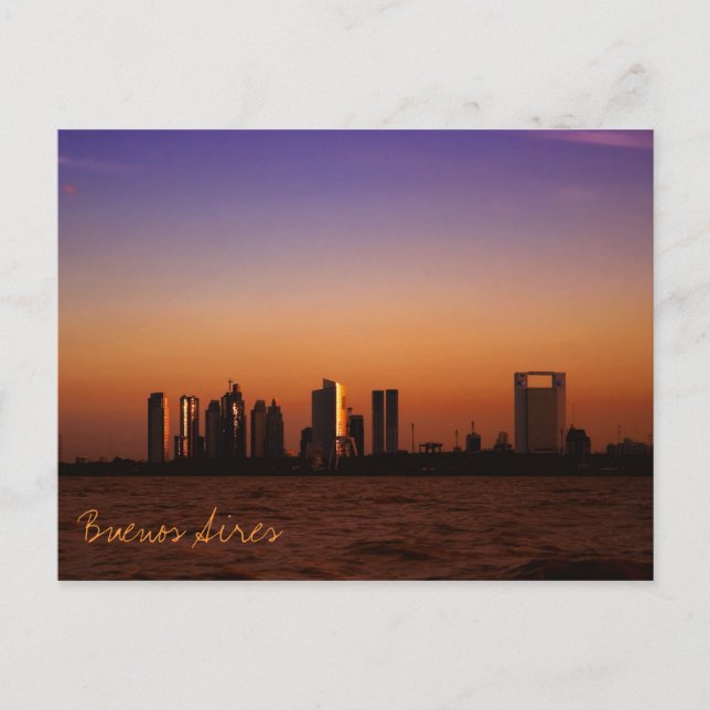 Carte Postale Vue de Buenos Aires au coucher du soleil (Devant)