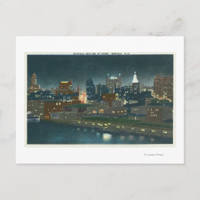 Carte Postale Vue de Buffalo Skyline la nuit (Devant)