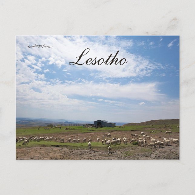 Carte Postale Vue de la campagne au Lesotho (Devant)