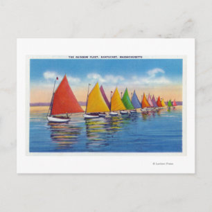 Carte Postale Vue de la flotte de bateaux à voile arc-en-ciel