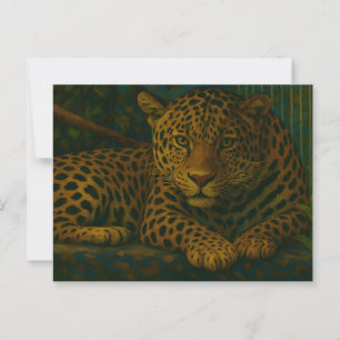 Carte Postale Vue de la jungle - Léopard au repos dans la nature