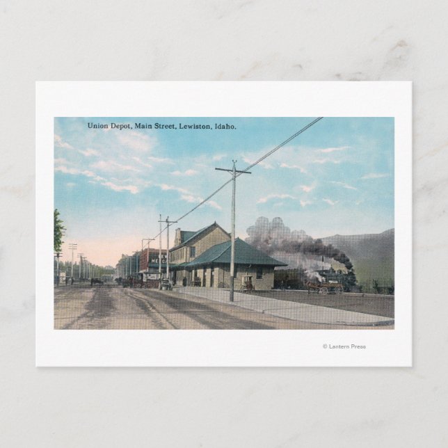 Carte Postale Vue de la rue principale de Union DepotLewiston, I (Devant)