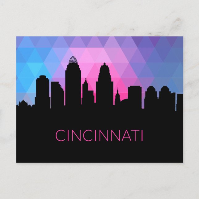 Carte Postale Vue de la ville du paysage géométrique | Cincinnat (Devant)