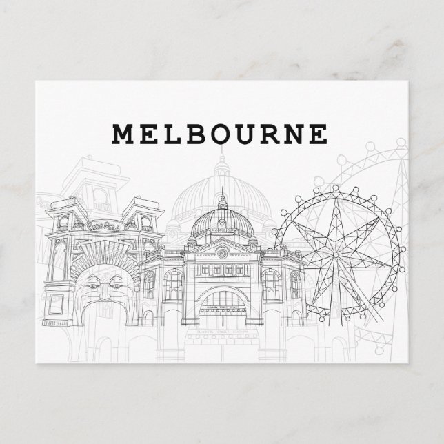 Carte Postale Vue de la ville en paysage | Melbourne, Australie (Devant)