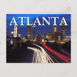 Carte Postale Vue de la ville la nuit   Atlanta, Géorgie