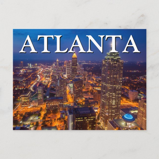 Carte Postale Vue de la ville la nuit | Atlanta, Géorgie (Devant)