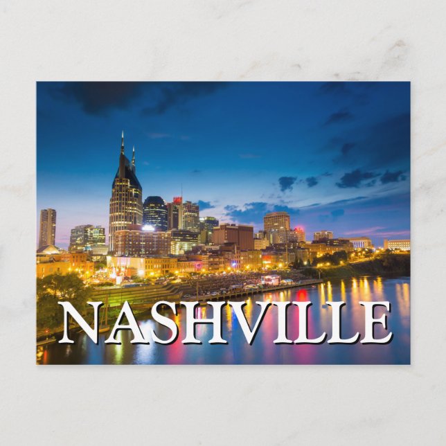Carte Postale Vue de la ville la nuit | Nashville, Tennessee (Devant)