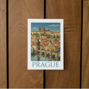 Carte Postale Vue de la ville rétro vintage Prague République tc