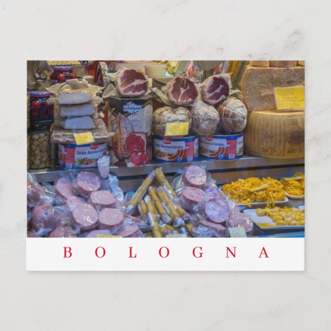 Carte Postale Vue de la vitrine d'un magasin de nourriture à Bol (Devant)