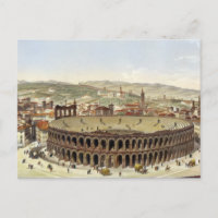 Vue de l'amphithéâtre romain de Vérone, gravée par