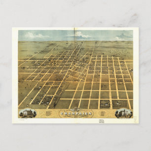 Carte Postale Vue de l'oeil d'oiseaux de Champaign Illinois (186