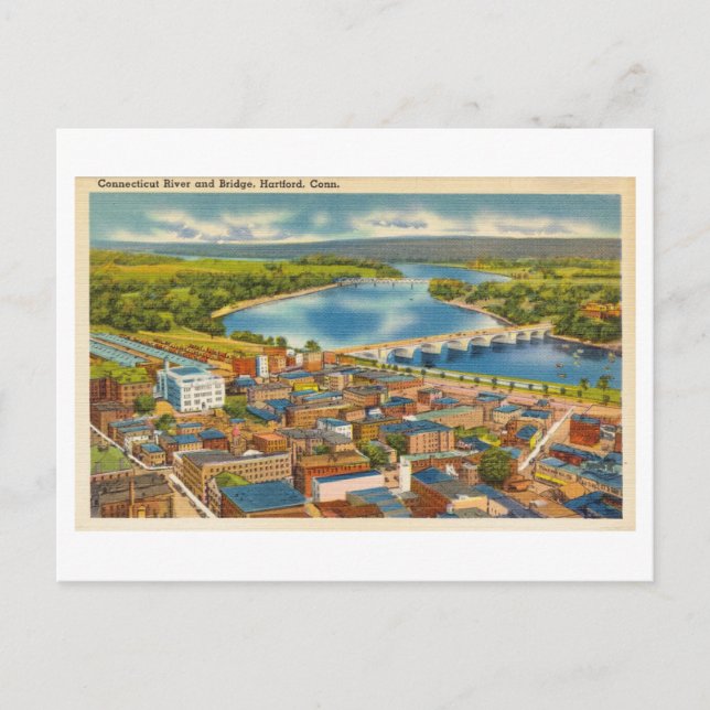 Carte Postale Vue de l'oeil d'oiseaux de Hartford, Connecticut,  (Devant)