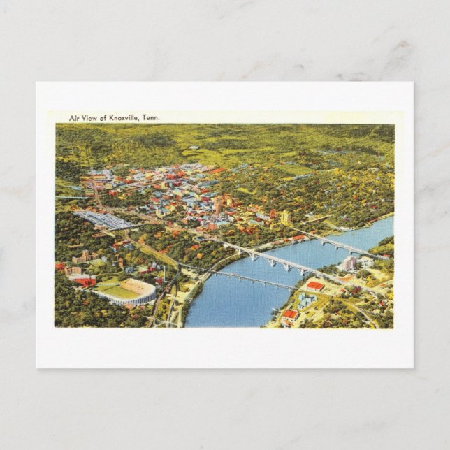 Carte Postale Vue de l'oeil d'oiseaux de Knoxville, Tennessee, V (Devant)