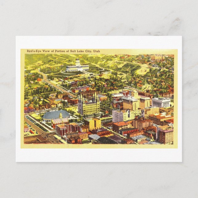 Carte Postale Vue de l'oeil d'oiseaux de Salt Lake City, Utah, V (Devant)