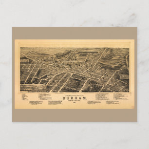Carte Postale Vue de l'oiseau de Durham, Caroline du Nord (1891)