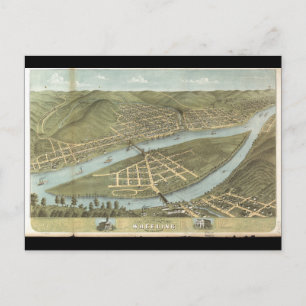 Carte Postale Vue de l'oiseau Wheeling West Virginia (1870)