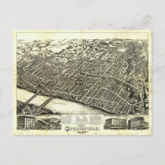 Carte Postale Vue de Springfield Massachusetts (1875) (Devant)