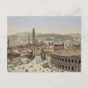 Carte Postale Vue de Vérone, gravée par L. Cherbuin (couleur en