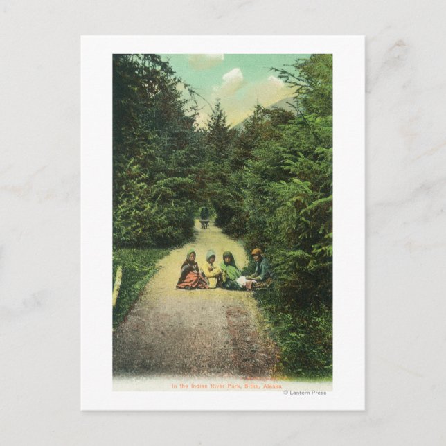 Carte Postale Vue des autochtones dans le parc de la rivière Ind (Devant)