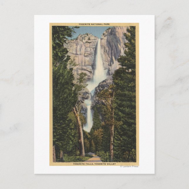 Carte Postale Vue des chutes et de la vallée de Yosemite (Devant)