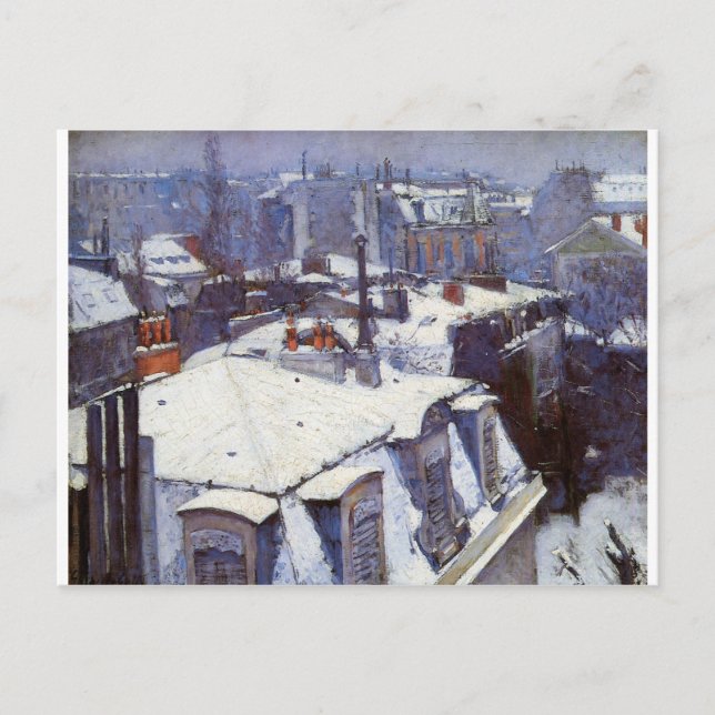 Carte Postale Vue des toits (effet de neige) ou des toits sous (Devant)