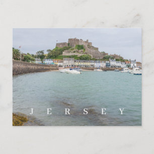 Carte postale vue du château de Jersey Mont Orguei