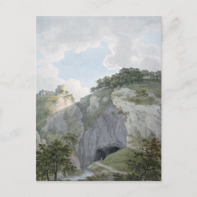 Carte Postale Vue du château et de la caverne à Castelton (Devant)