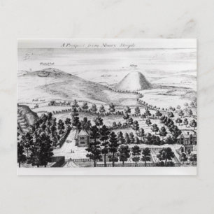 Carte Postale Vue du clocher Avebury de Silbury Hill