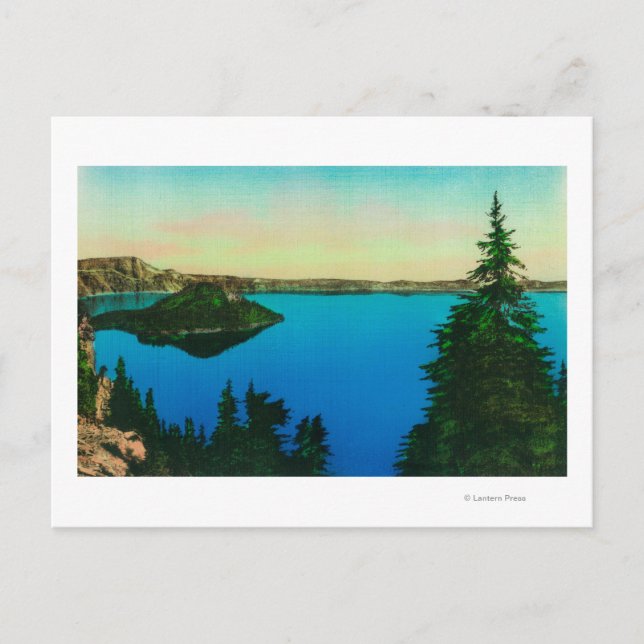 Carte Postale Vue du lac Crater et de l'île Wizard (Devant)