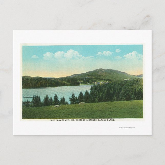 Carte Postale Vue du lac Flower avec le mont Baker à distance (Devant)