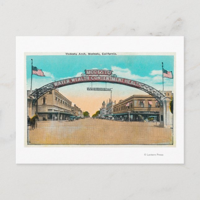 Carte Postale Vue du Modesto Accueillant ArchModesto, CA (Devant)
