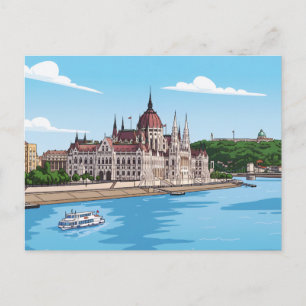 Carte postale vue du Parlement hongrois de Budapes