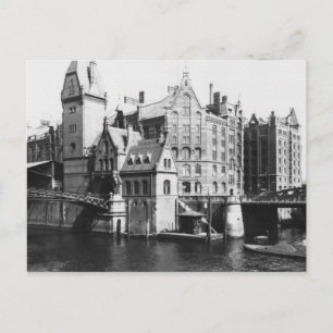 Carte Postale Vue du Speicherstadt Hamburg, vers 1910