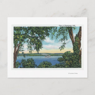 Carte Postale Vue d'un bateau à vapeur sur le lac