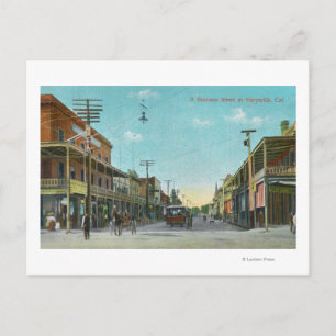 Carte Postale Vue d'une rue d'affaires Marysville, CA