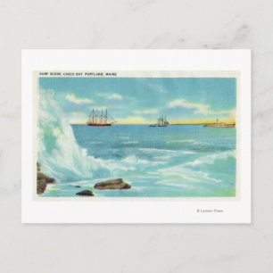 Carte Postale Vue d'une scène de Surf, Navires sur Casco Bay