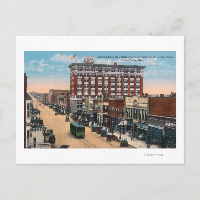 Carte Postale Vue Est de Central AvenueGreat Falls, MT (Devant)