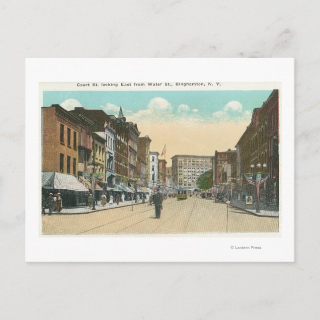 Carte Postale Vue Est de la rue Court depuis la rue Water (Devant)